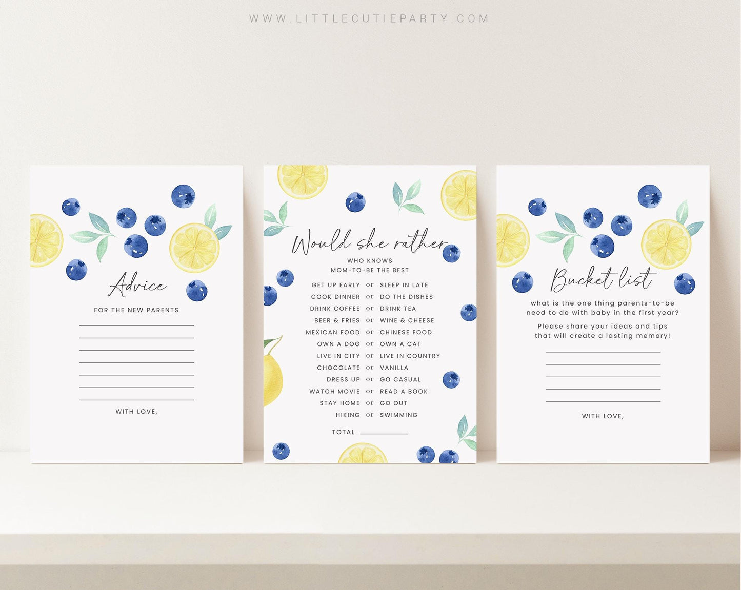 10 Editable Blueberry Lemon Baby Shower Games, Berry Sweet Baby Shower Games, Baby Shower Game Bundle, Blueberry Lemon Theme BLEMBS001