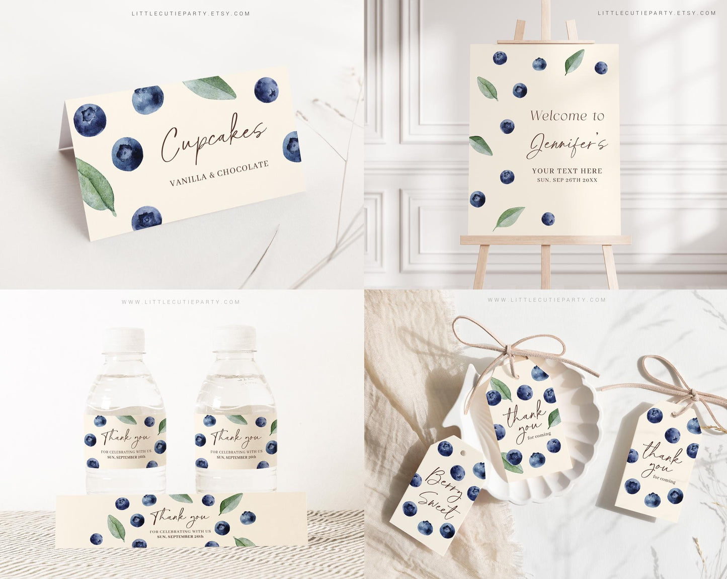 Editable Blueberry Baby Shower Bundle, Blueberry Baby Shower Decorations, with Games Bundle and All Decorations BLUEBS002