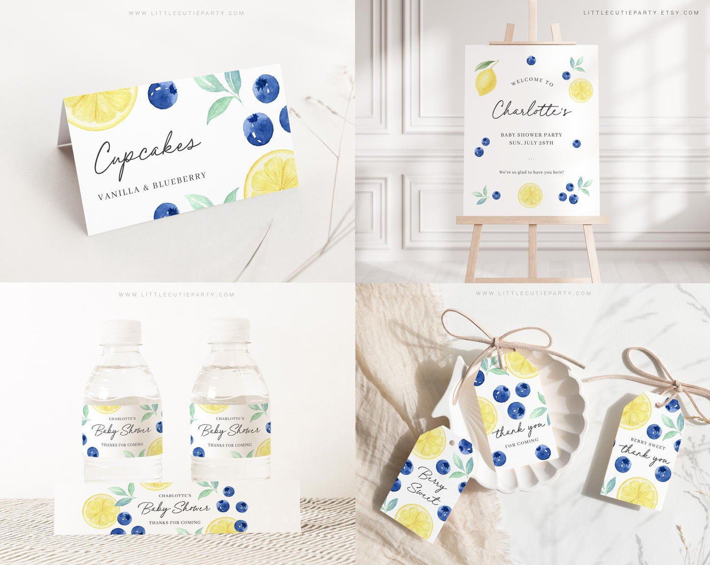 Editable Blueberry Lemon Baby Shower Bundle, Blueberry Lemon Baby Shower Decorations, with Games Bundle and All Decorations BLEMBS001