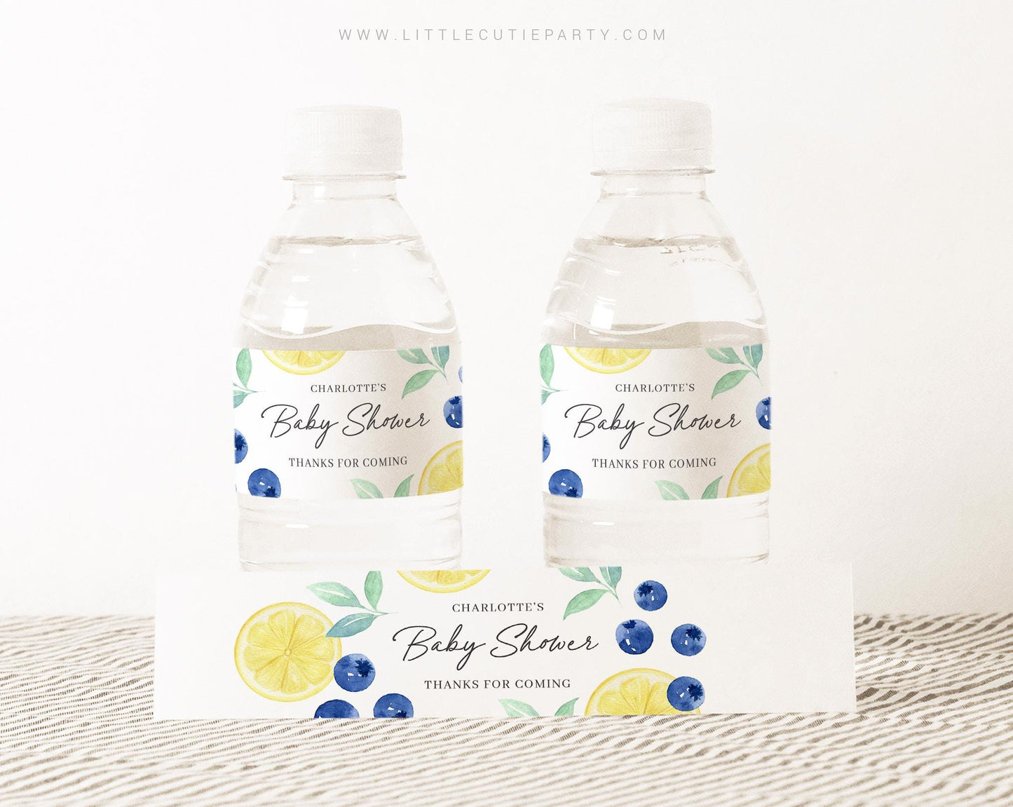 Editable Blueberry Lemon Water Bottle Labels, Sweet Berry Bottle Labels, Blueberry Baby Shower Decorations BLEMBS001