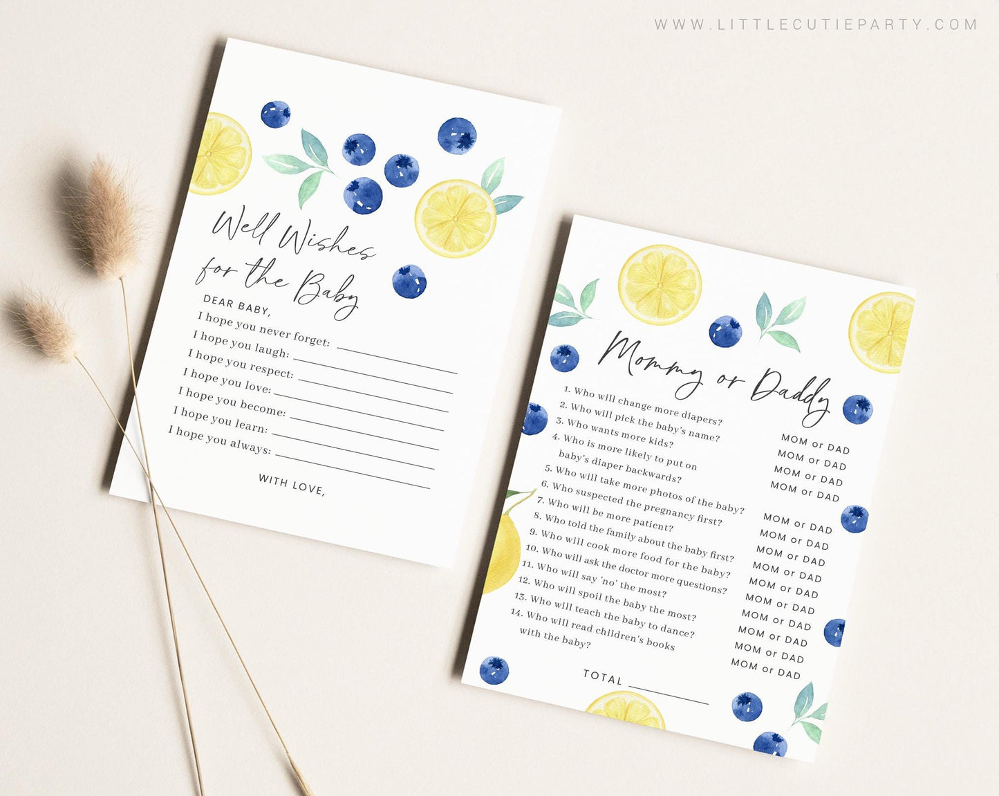 10 Editable Blueberry Lemon Baby Shower Games, Berry Sweet Baby Shower Games, Baby Shower Game Bundle, Blueberry Lemon Theme BLEMBS001