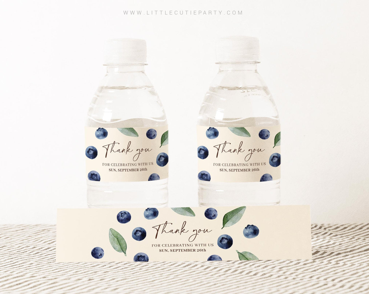 Editable Blueberry Water Bottle Labels, Sweet Berry Bottle Labels, Blueberry Baby Shower Decorations BLUEBS002