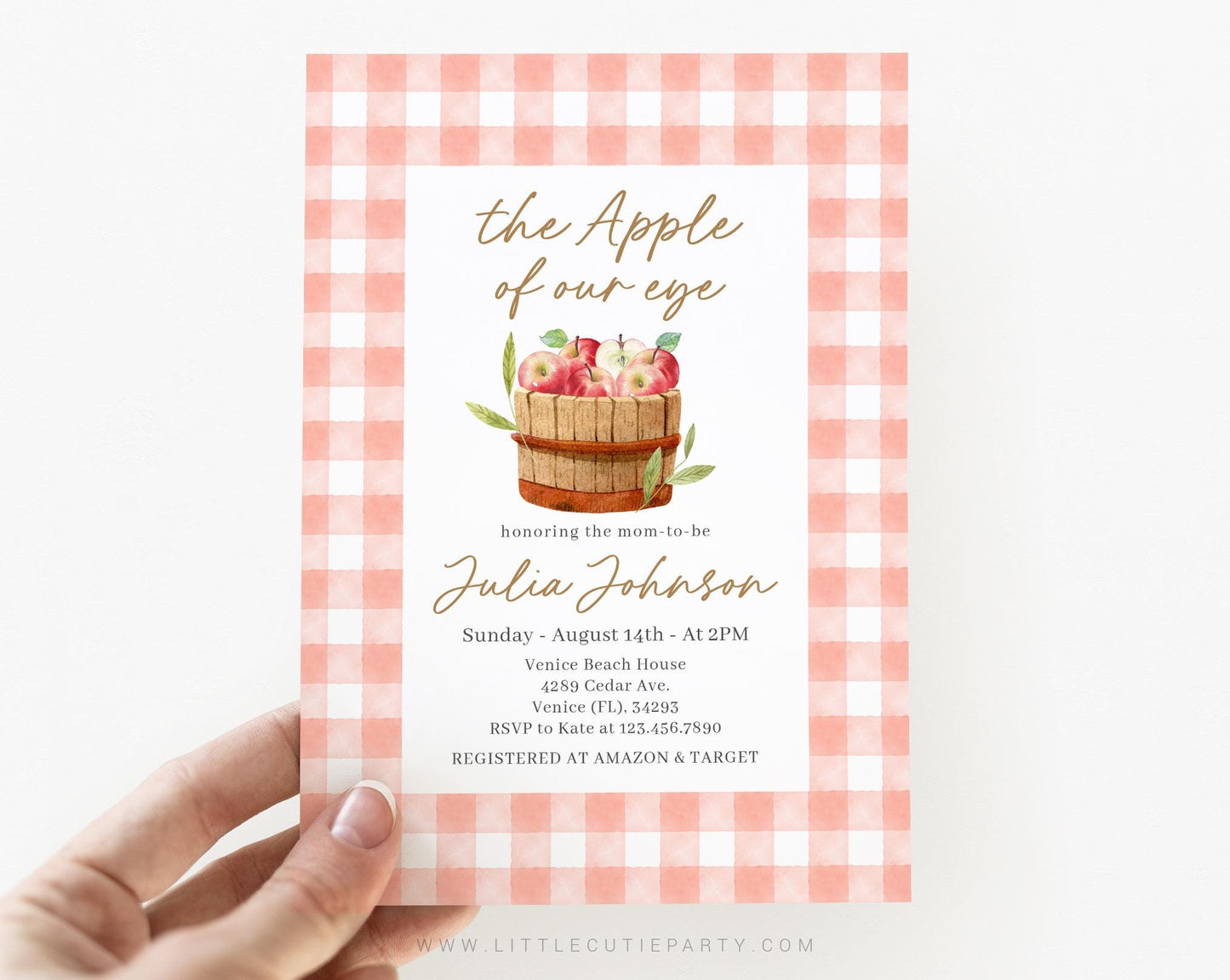 Editable Apple of Our Eye Baby Shower Invitation, Fall Baby Shower Invite with Diaper Raffle, Books for Baby and Tag APPBS001