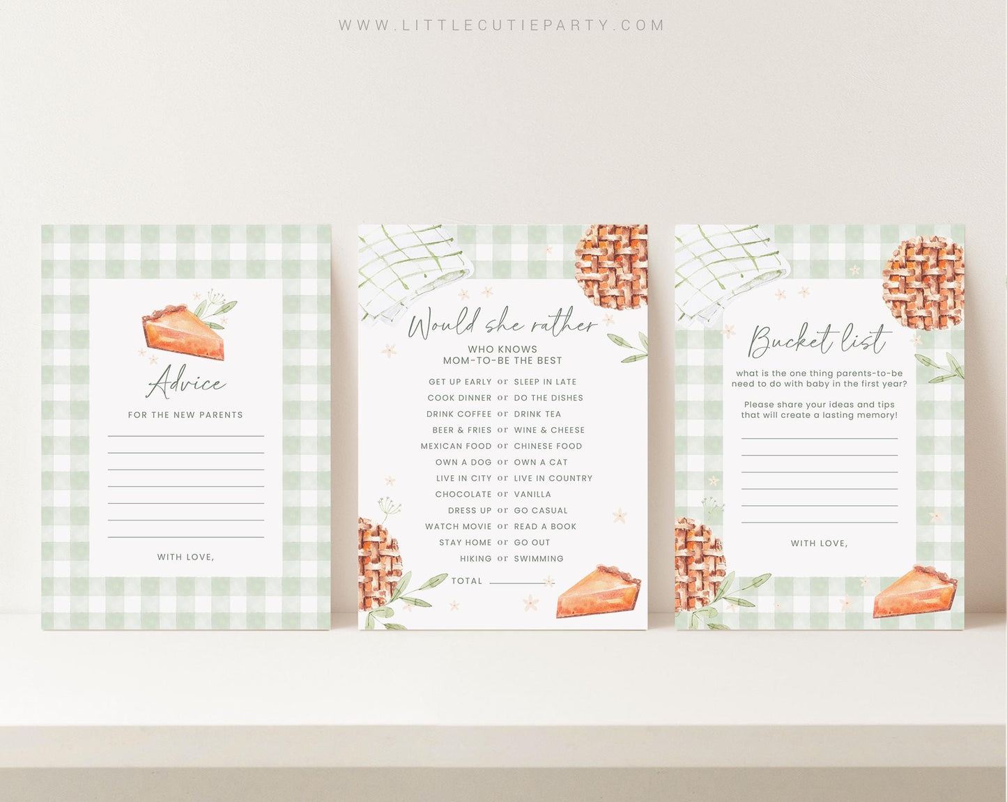 10 Editable Cutie Pie Baby Shower Games Bundle, Little Cutie Pie Sage Green Baby Shower Games, Thanksgiving Baby Shower Games CTPBS003