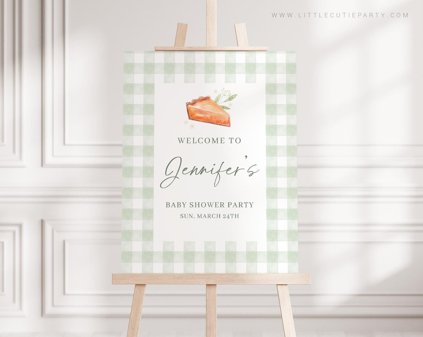 Editable Little Cutie Pie Welcome Sign, Cutie Pie Baby Shower Welcome Board, Sage Green Sign, Thanksgiving Welcome Template CTPBS003