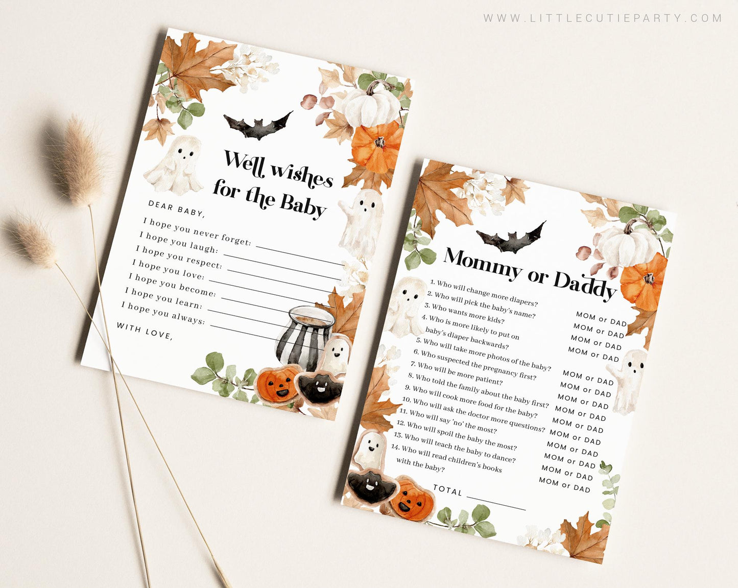 10 Editable Little Boo Baby Shower Games Bundle, Halloween Baby Shower Games Bundle, Spooky Baby Shower Games HAWBS004