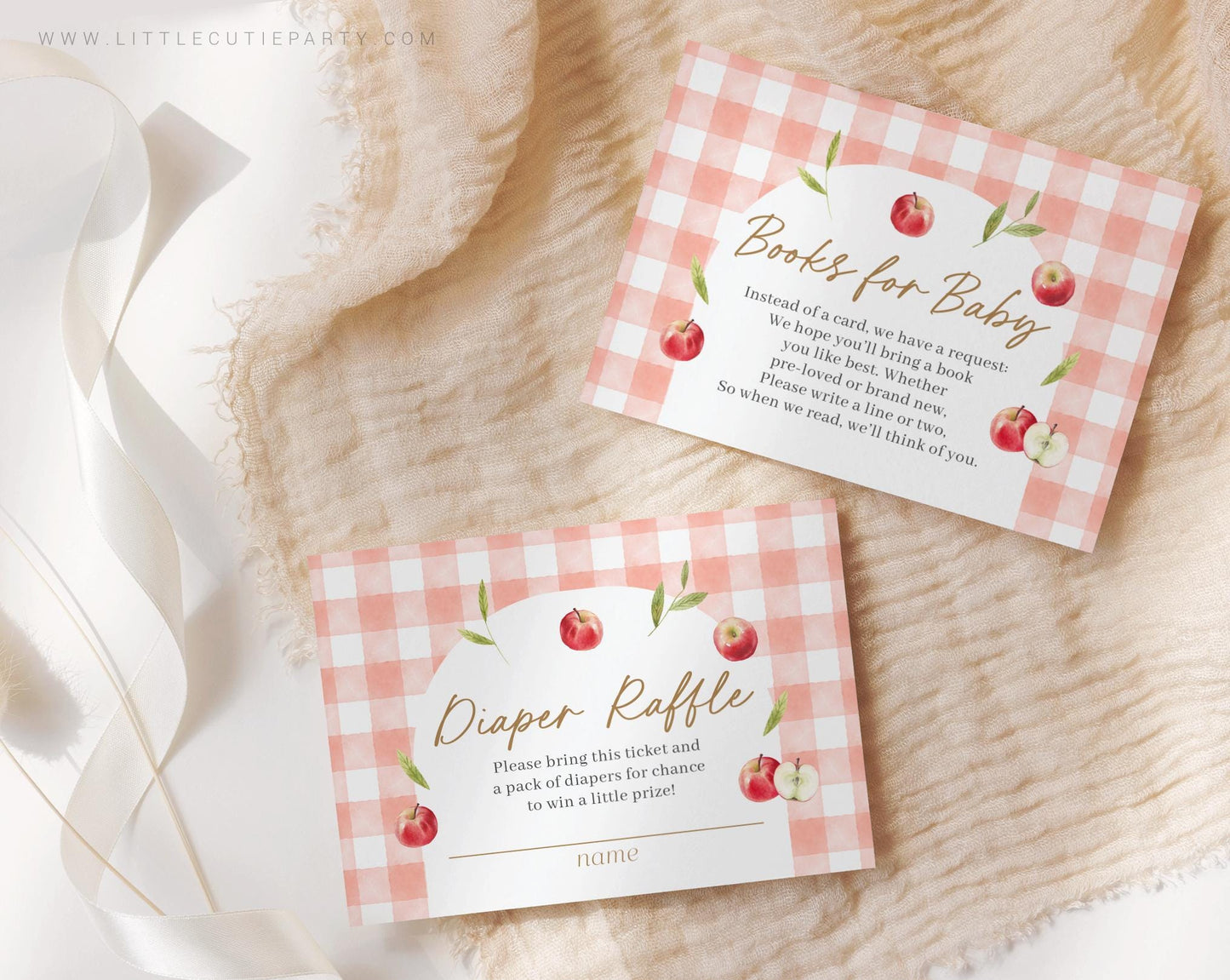 Editable Apple of Our Eye Baby Shower Invitation, Fall Baby Shower Invite with Diaper Raffle, Books for Baby and Tag APPBS001