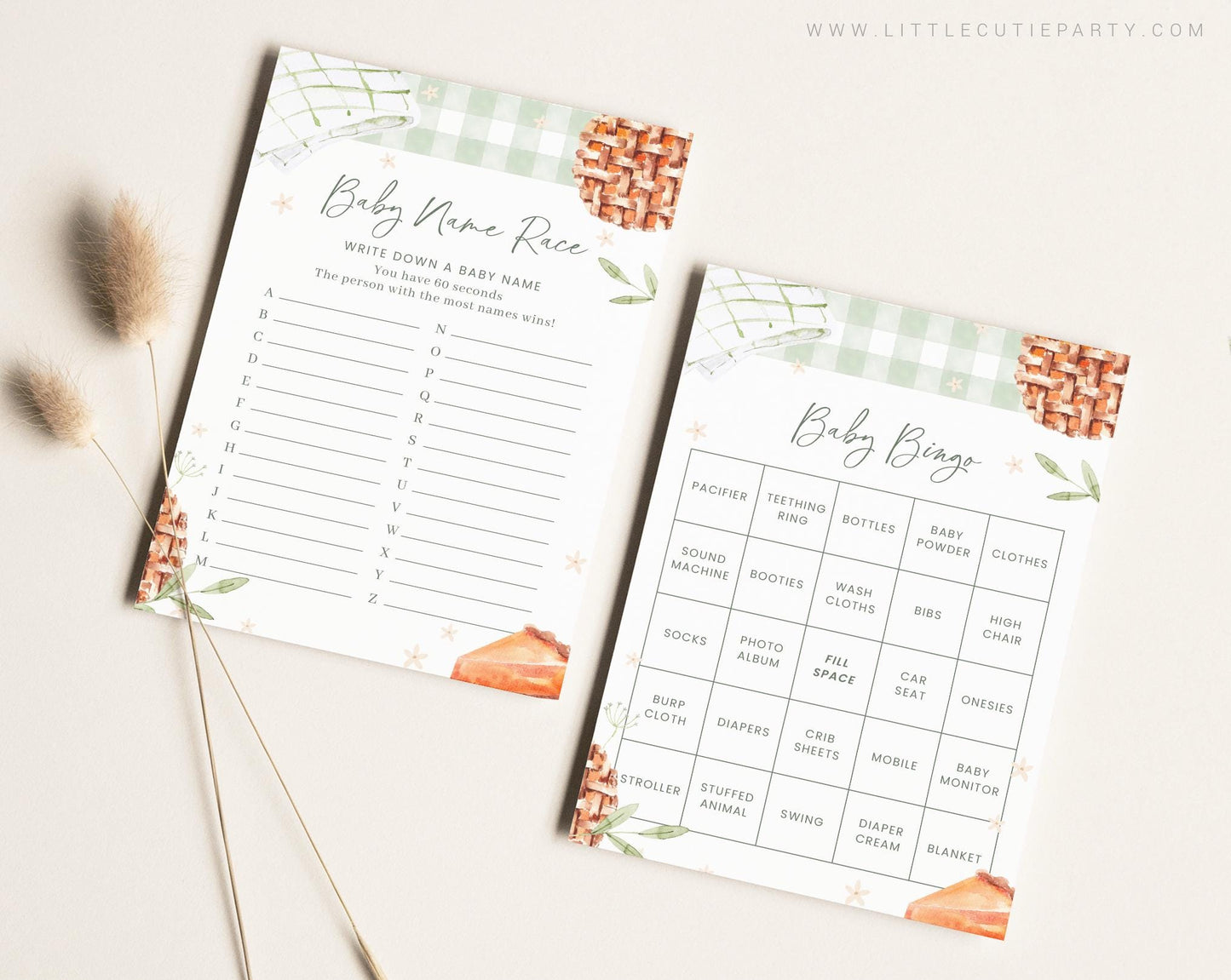 10 Editable Cutie Pie Baby Shower Games Bundle, Little Cutie Pie Sage Green Baby Shower Games, Thanksgiving Baby Shower Games CTPBS003