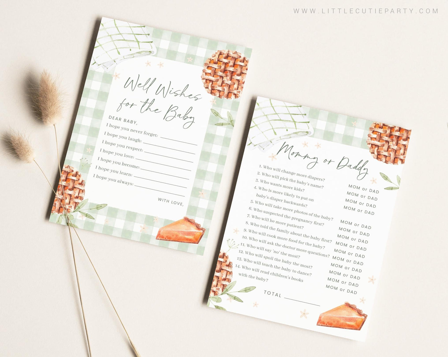 10 Editable Cutie Pie Baby Shower Games Bundle, Little Cutie Pie Sage Green Baby Shower Games, Thanksgiving Baby Shower Games CTPBS003