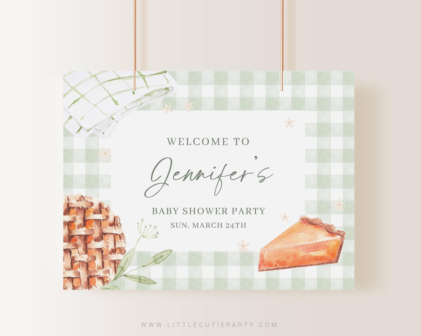 Editable Cutie Pie Baby Shower Banner, Little Cutie Pie Sage Green Banner, Shower Sign for Baby Thanksgiving Banner Welcome Sign CTPBS003