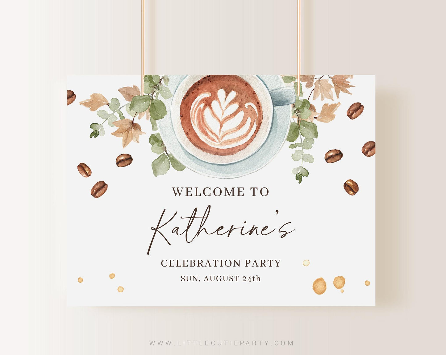 Editable A Baby is Brewing Banner: Coffee Baby Shower Decor BRGBS001