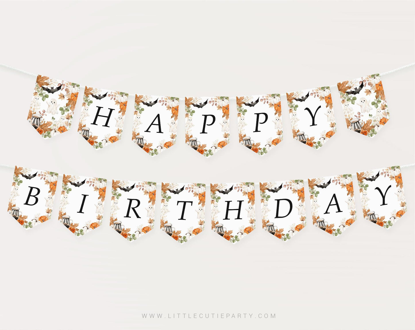Editable Halloween Birthday Banners, Little Boo Birthday Banner, Happy Birthday, Little Boo Birthday Decor LTBBD003