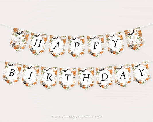 Editable Halloween Birthday Banners, Little Boo Birthday Banner, Happy Birthday, Little Boo Birthday Decor LTBBD003