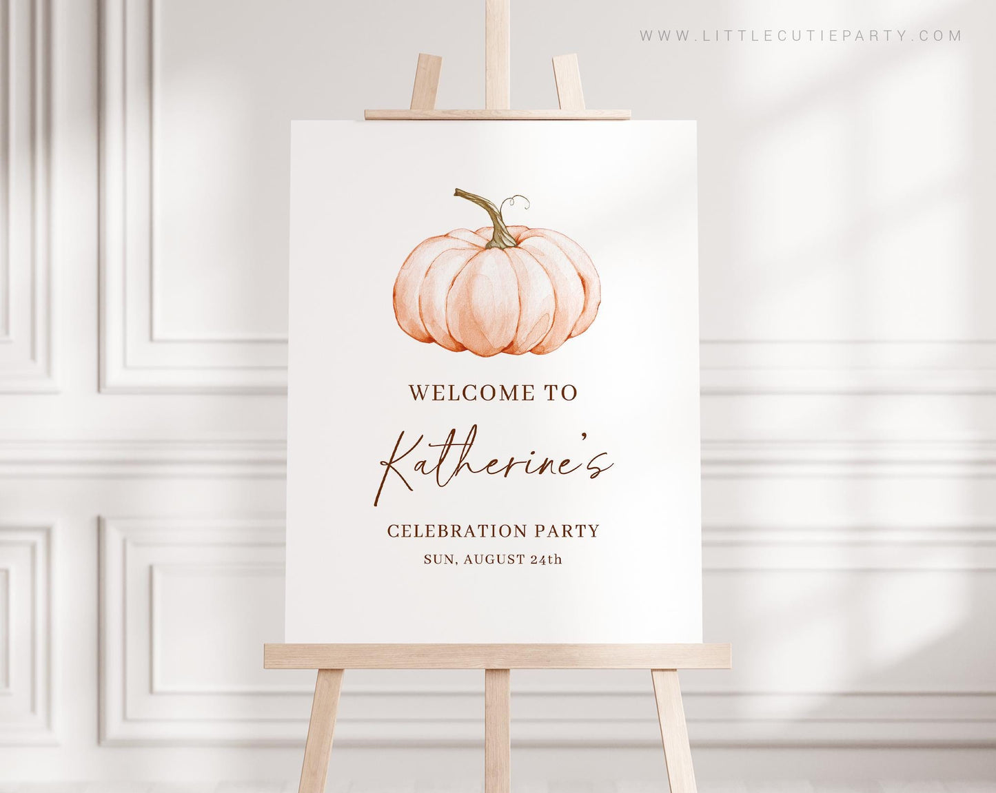 Editable Pumpkin Welcome Sign, Sweet Little Pumpkin Baby Shower Sign, Welcome Board OPKBS003