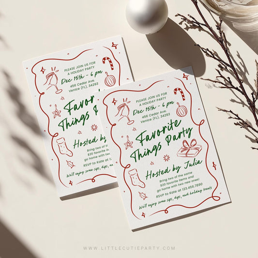 Favorite Things Party Invitation Editable Template FAV001 - image 2