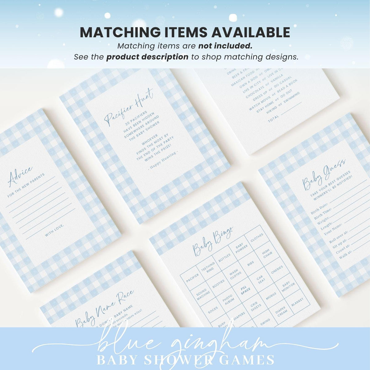 Blue Gingham Baby Shower Invites BGHBS002 - image 10
