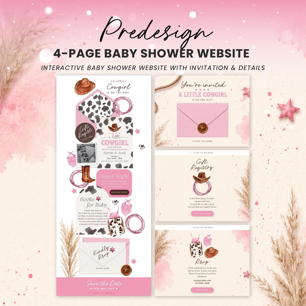 Cowgirl Baby Shower Invitation Digital - Canva website invitation template with RSVP, image 10