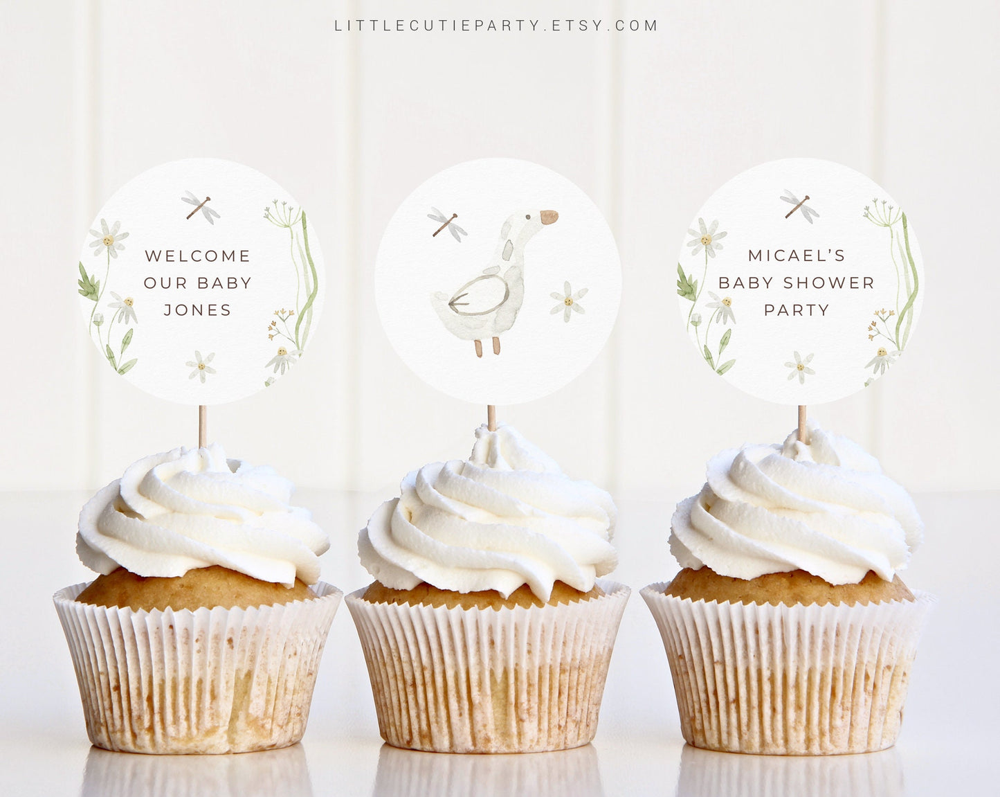 Editable Duck Cupcake Toppers, Cute Duck Cake Topper for Party Decorations DUCKBS001