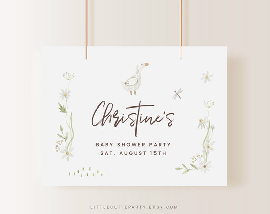 Editable Duck Baby Shower Banner, Duck Backdrop, Duck Vinyl Banner for Baby Shower Party DUCKBS001