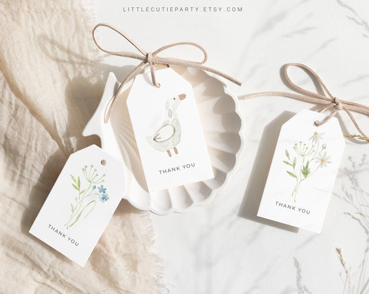 Editable Cute Duck Baby Favor Tags, Baby Shower Favors, 3 Thank you Tags for Duck Baby Shower Party DUCKBS001
