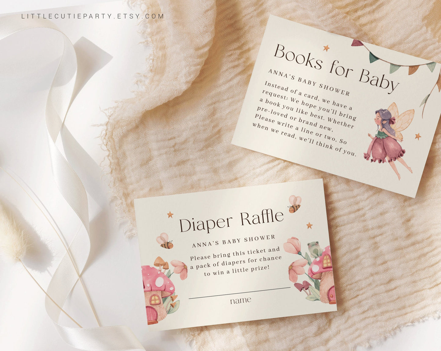 Editable Fairy Baby Shower Invitation, Fairy Baby Shower Invites, with Fairy Party Favors for Fairy Theme Party FAIRBS001