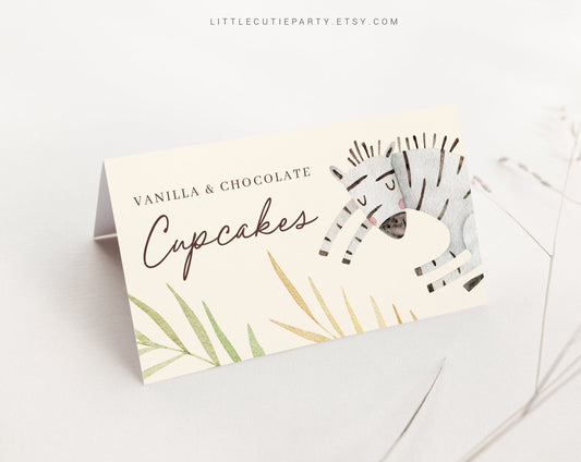Editable Wild One Food Labels, Food Tent cards, Food Tags, Wild One Table Decor for Safari Baby Shower Party WILDBS001