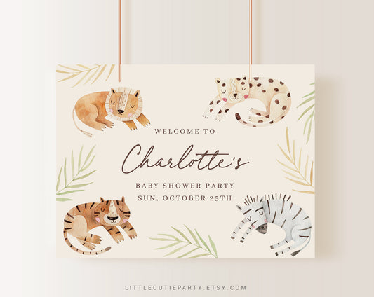 Editable Wild One Backdrop, Wild One Banner, Safari Vinyl Banner for Wild Animal Party WILDBS001