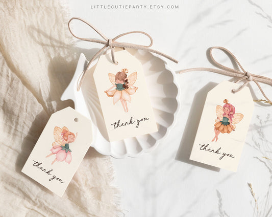 Editable Fairy Party Favors, Thank You Favor Tag, 3 Thank you Tags for Fairy Baby Shower Party FAIRBS001