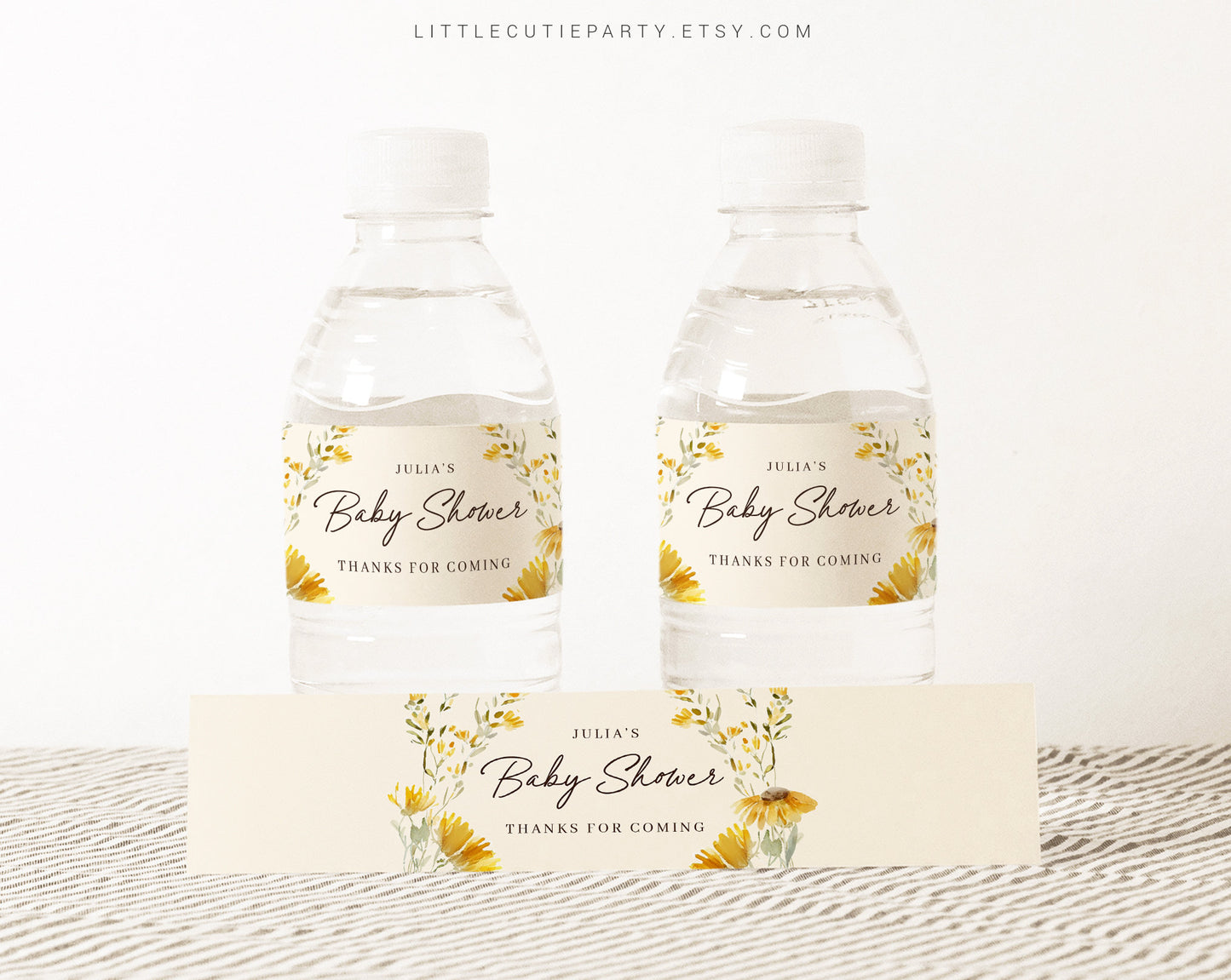 Editable Sunflower Water Bottle Labels, Sunflower Bottle Labels, Sunflower Baby Shower Party Decorations SUNFBS001
