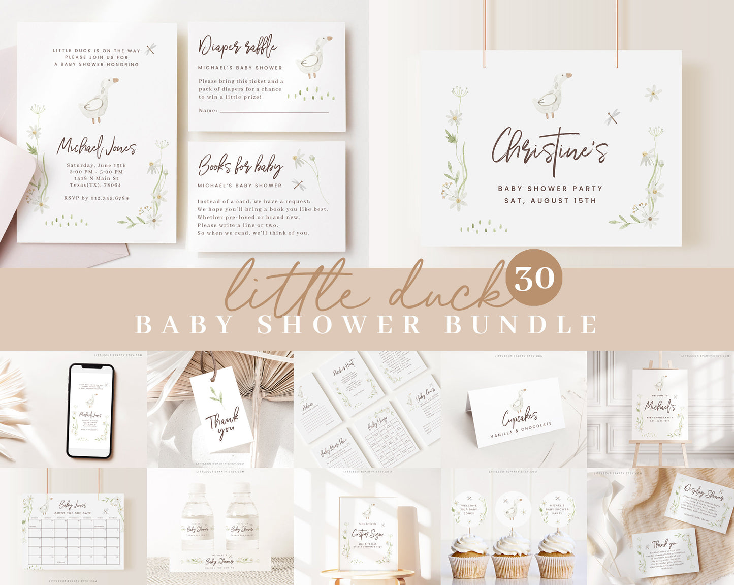 Editable Duck Baby Shower Bundle, Duck Baby Shower Invitation Bundle, with Games Bundle and All Decorations DUCKBS001