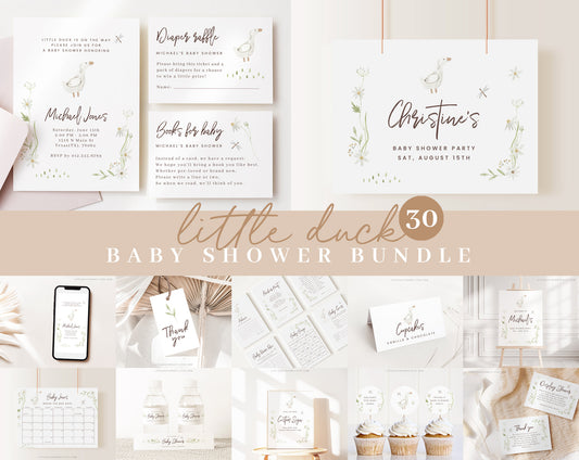 Editable Duck Baby Shower Bundle, Duck Baby Shower Invitation Bundle, with Games Bundle and All Decorations DUCKBS001