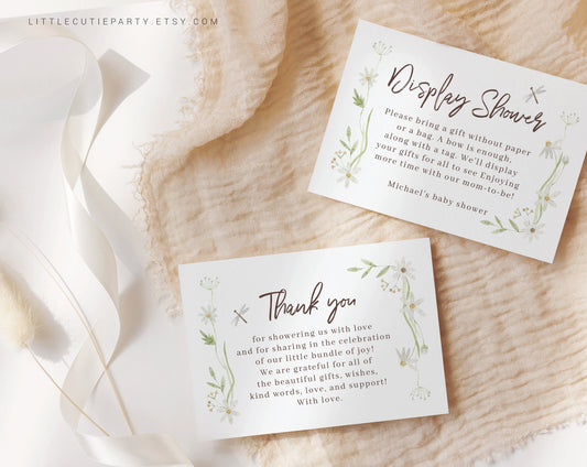 Editable Cute Duck Thank you Card, Baby Shower Display Card for Duck Baby Shower Party DUCKBS001