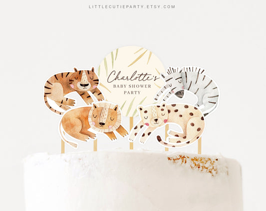 Editable Wild One Cake Topper, Wild One Decorations, Safari Cupcake Toppers for Baby Shower Party WILDBS001
