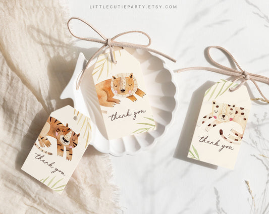 Editable Wild One Tag Favors, Thank You Favor Tag, 3 Thank you Tags for a Little Wild One Baby Shower Party Decorations WILDBS001