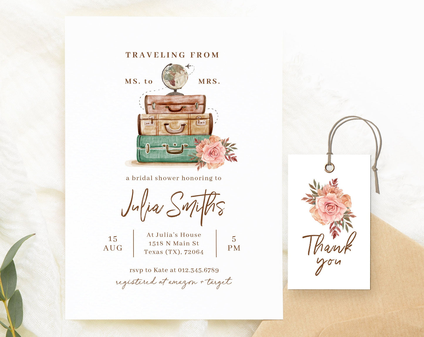 Editable Travel Bridal Shower Invitation, Traveler Invitation, Hen Party, Travel Theme Wedding TRABDS001