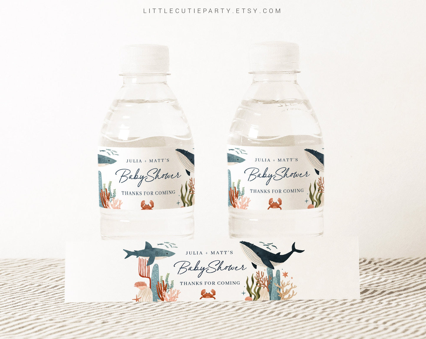 Editable Ocean Water Bottle Labels, Under the Sea Bottle Labels, Under the Sea Baby Shower Decorations OCENBS001