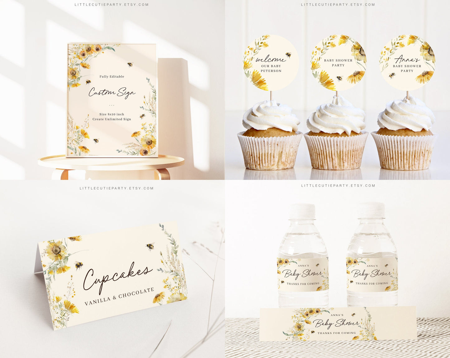 Editable Mommy to Bee Baby Shower Bundle, Mama to Bee Invitation, with Games Bundle and All Decorations MBEEBS001