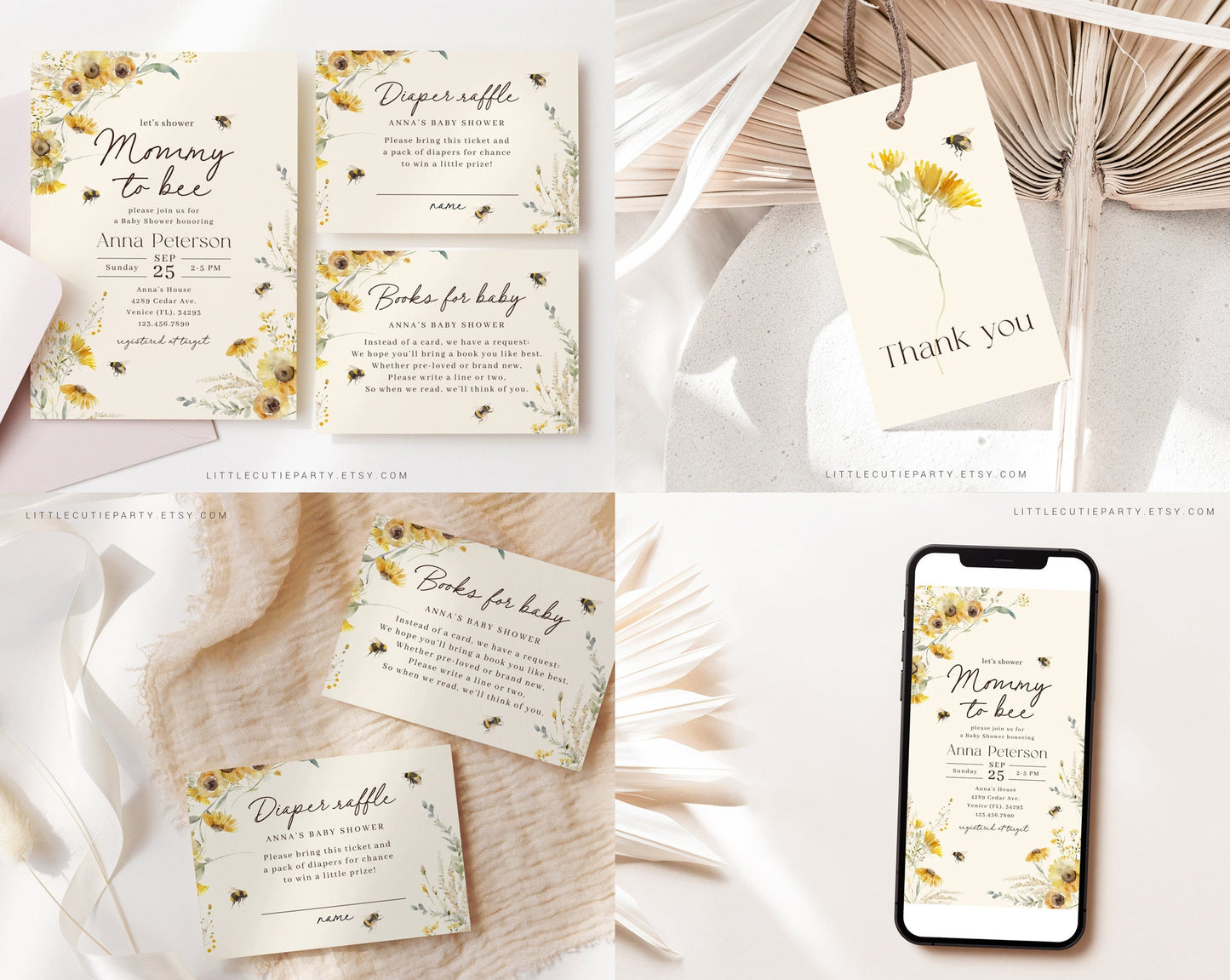 Editable Mommy to Bee Baby Shower Bundle, Mama to Bee Invitation, with Games Bundle and All Decorations MBEEBS001