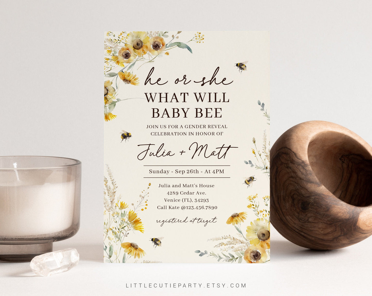 Editable What will Baby Bee Gender Reveal Invitation, Bee Gender Reveal Invitation, Honey Bee Gender Reveal Invite, He Or She BEEGR001