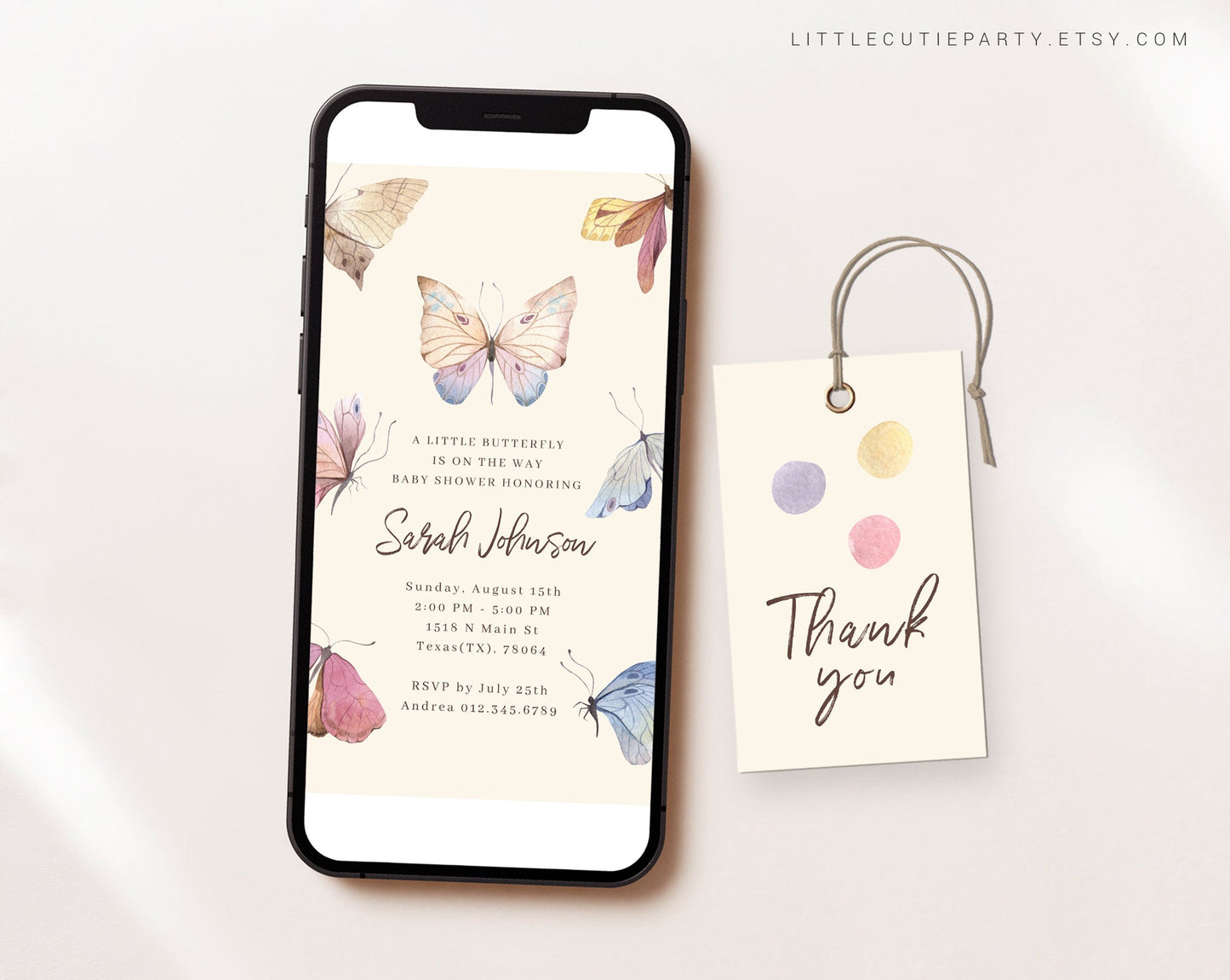 Editable Butterfly Evite, Baby Shower Invitation Girl Butterfly, Butterfly Shower Electronic Invite BUTFBS001