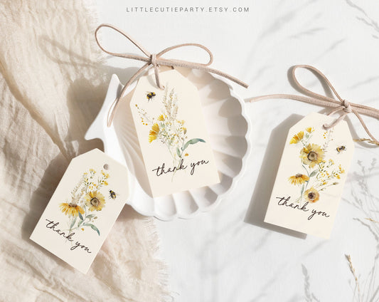Editable Mommy to Bee Party Favors, Thank You Favor Tag, 3 Thank you Tags for Bee Baby Shower Party MBEEBS001, BEEGR001
