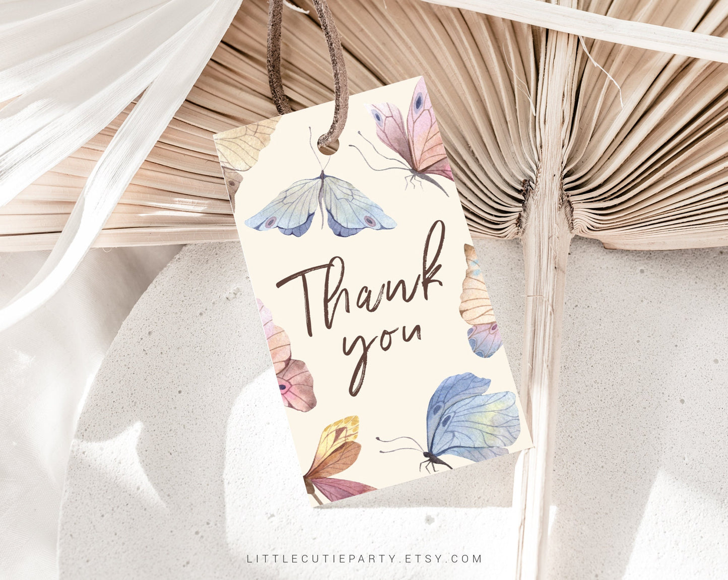 Editable Butterfly First Birthday Invitation, Butterfly First Birthday Party Invitation with Gift Tag BUTFBD001