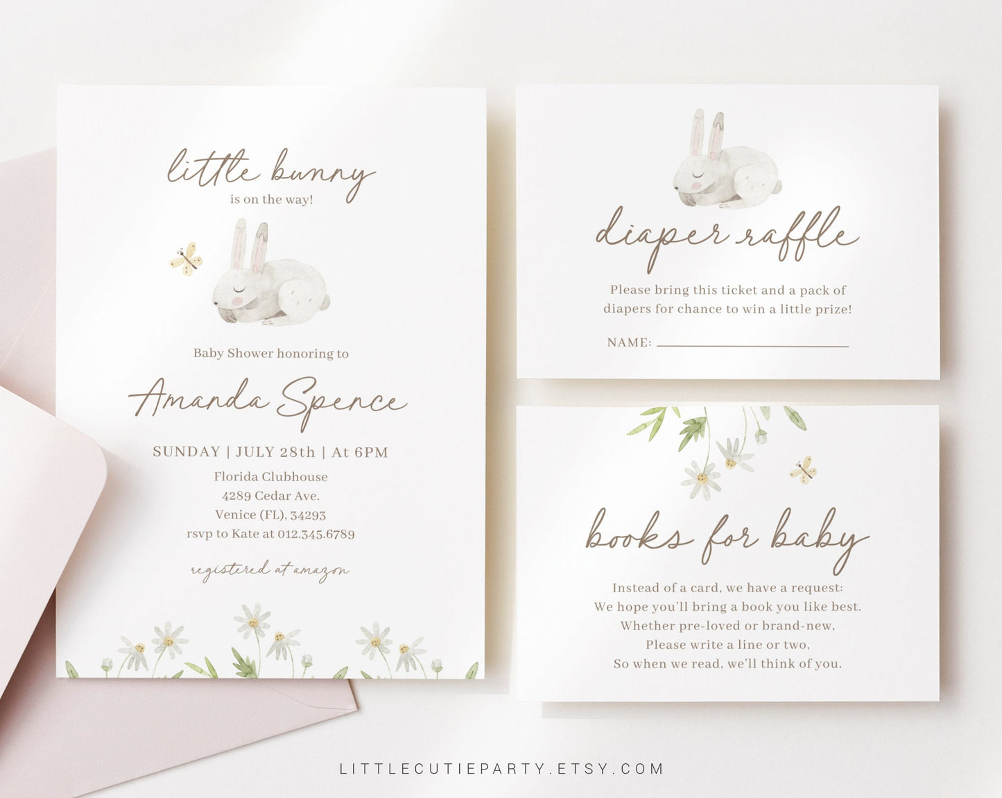 Editable Bunny Baby Shower Invitation, Bunny Baby Invite, Bunny is on the Way, Rabbit Baby Shower Party BUNBS001