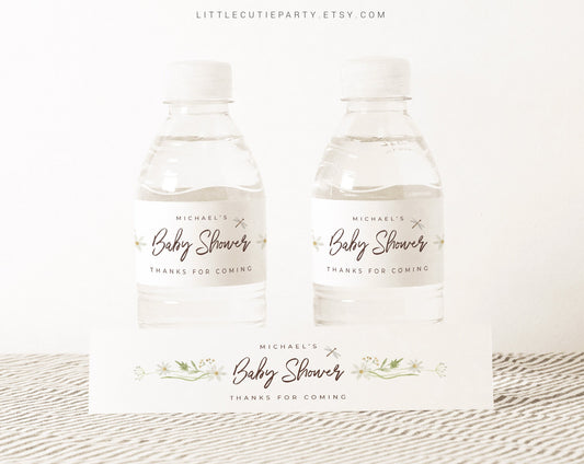 Editable Bunny Water Bottle Labels, Bunny Baby Shower Label , Bunny is on the Way Baby Shower Decorations BUNBS001
