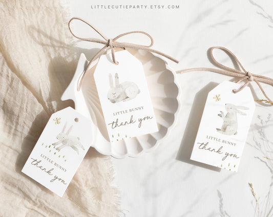 Editable Bunny Babyshower Party Favors, Rabbit Baby Shower Favors, 3 Thank you Tags for Bunny Baby Shower Party BUNBS001