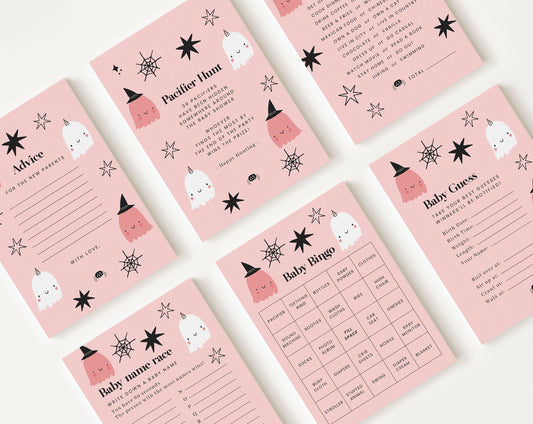 10 Editable A Little Boo is Almost Due Games, Halloween Baby Shower Games, Halloween Baby Shower Game Bundle, Party Games HAWBS001