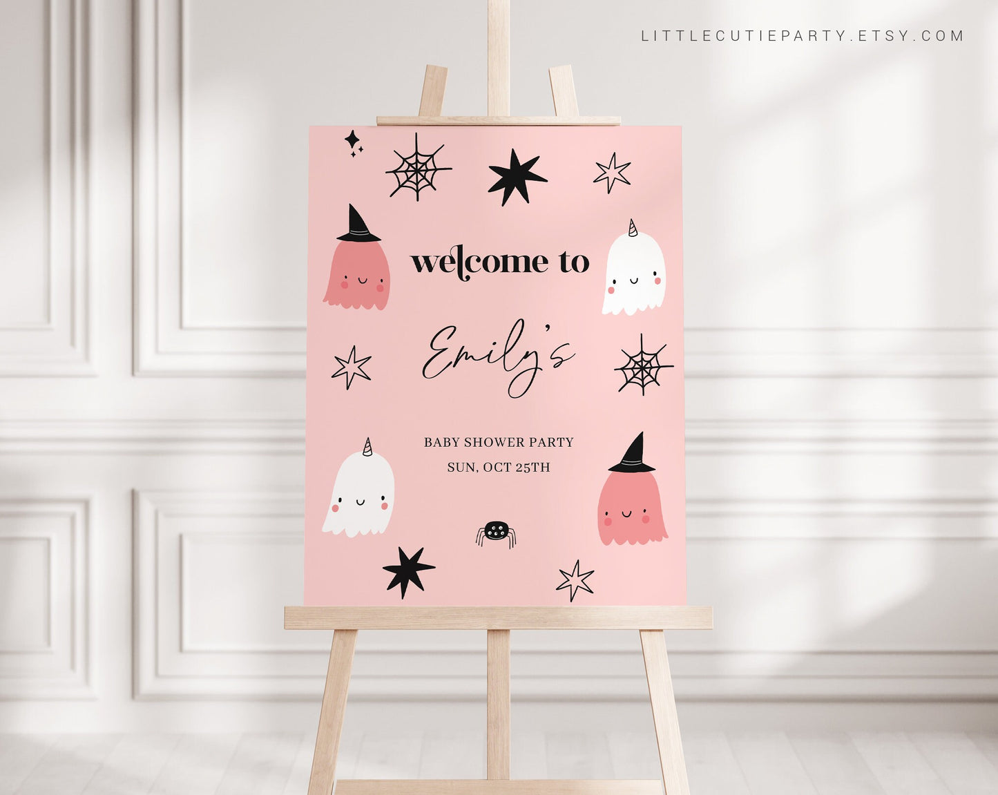 Editable A Little Boo is Almost Due Welcome Sign, Halloween Baby Shower Sign, Little Boo is Almost Due Decorations Halloween Party HAWBS001