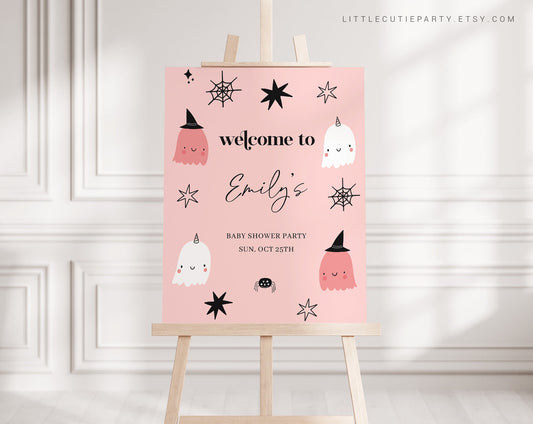 Editable A Little Boo is Almost Due Welcome Sign, Halloween Baby Shower Sign, Little Boo is Almost Due Decorations Halloween Party HAWBS001