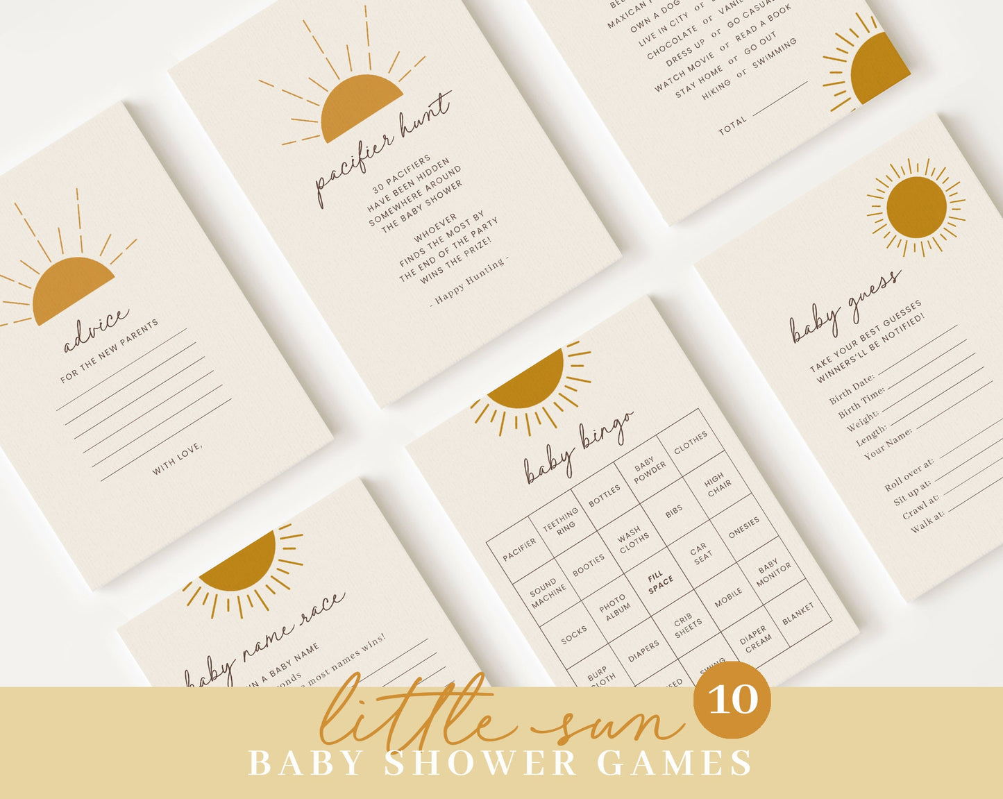 Editable A Little Ray of Sunshine Baby Shower Bundle, Sunshine Baby Shower Invitation Bundle, with Games Bundle and All Decorations SUNBS001