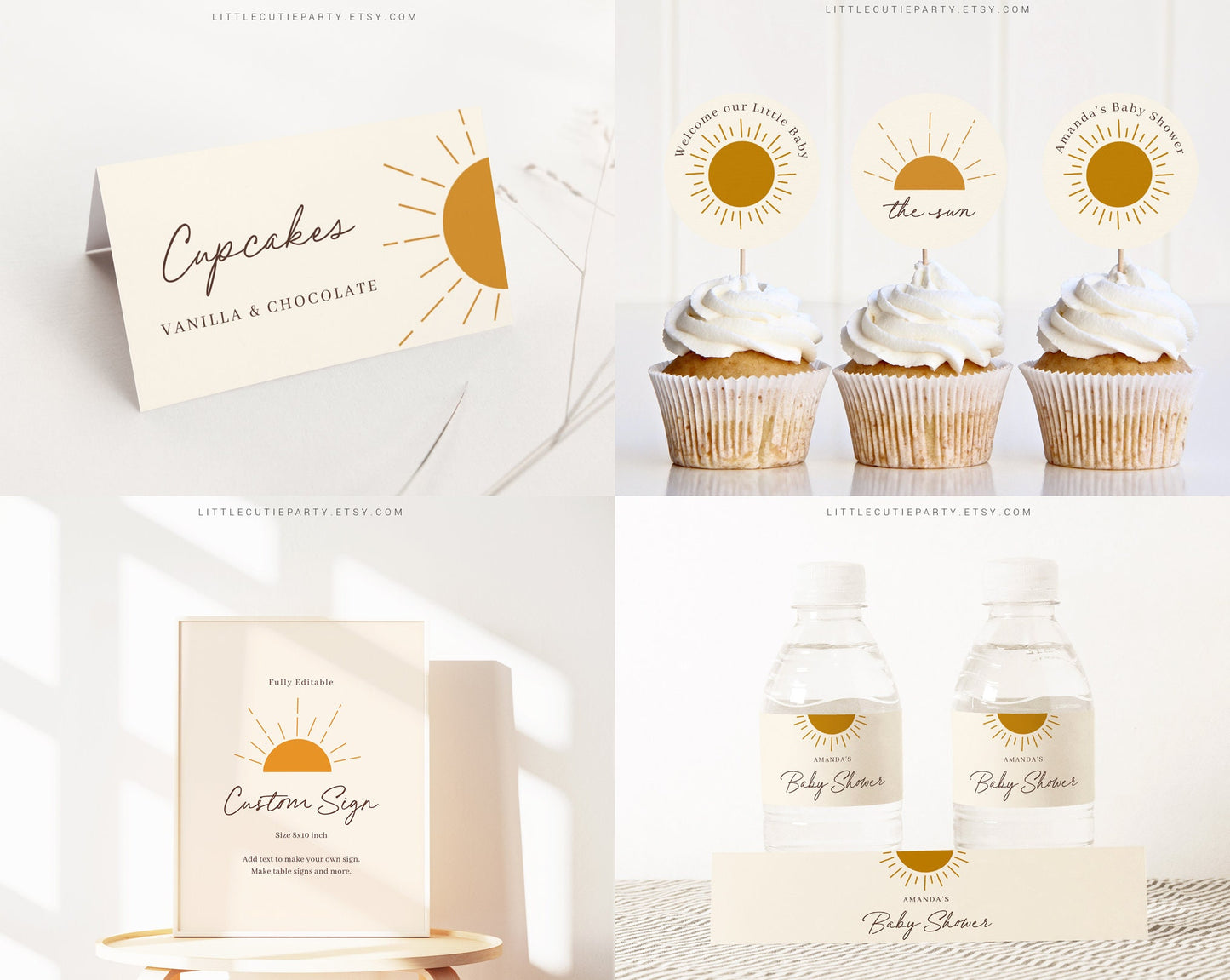 Editable A Little Ray of Sunshine Baby Shower Bundle, Sunshine Baby Shower Invitation Bundle, with Games Bundle and All Decorations SUNBS001
